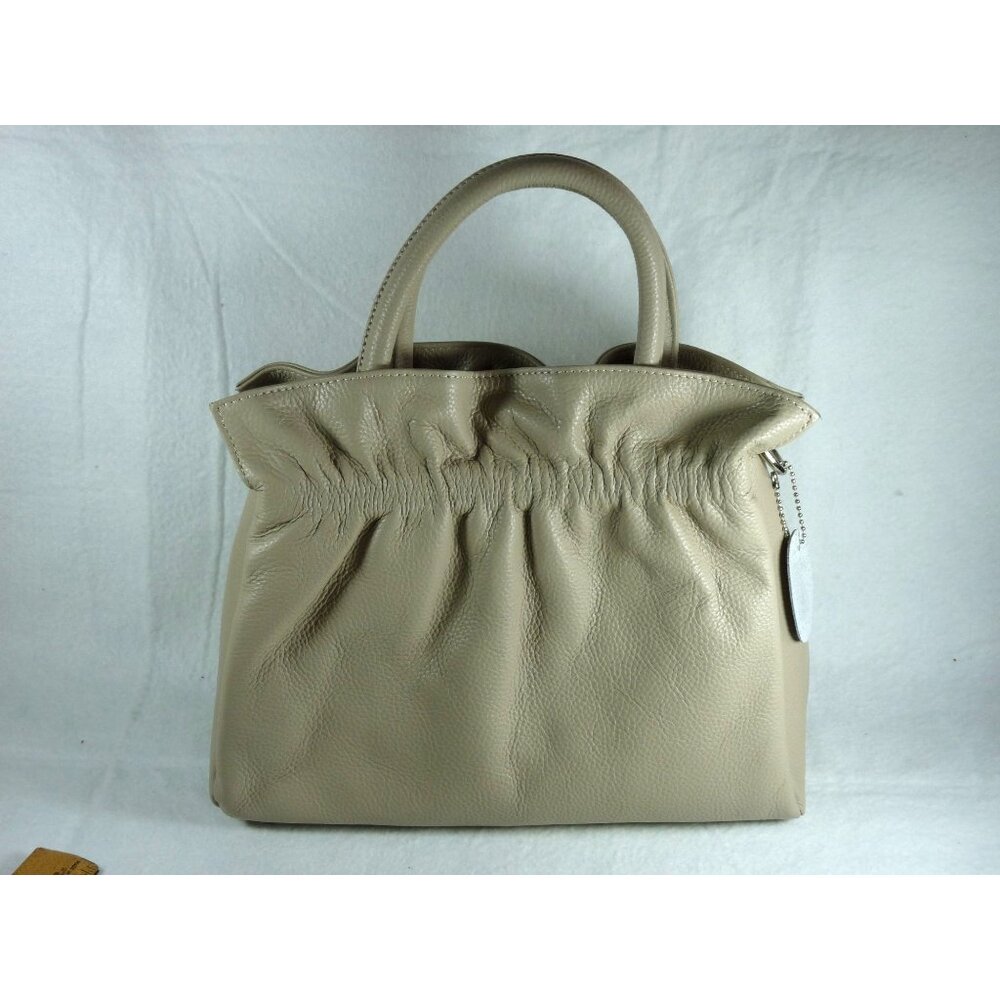 Women's Beige Genuine Leather Tote Bag - Elegant Convertible Crossbody & Shoulde